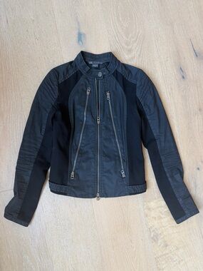 Armani Exchange Black Mixed-Media Bomber Jacket